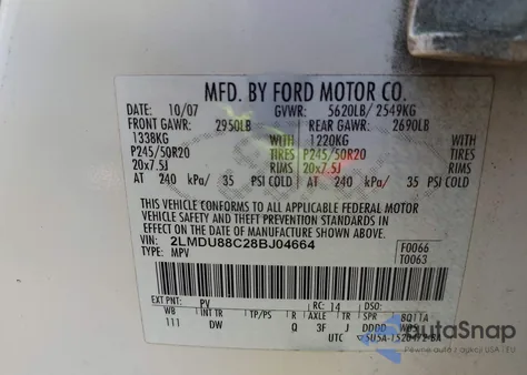 2008 Lincoln Mkx from USA, damaged, VIN 2LMDU88C28BJ04664